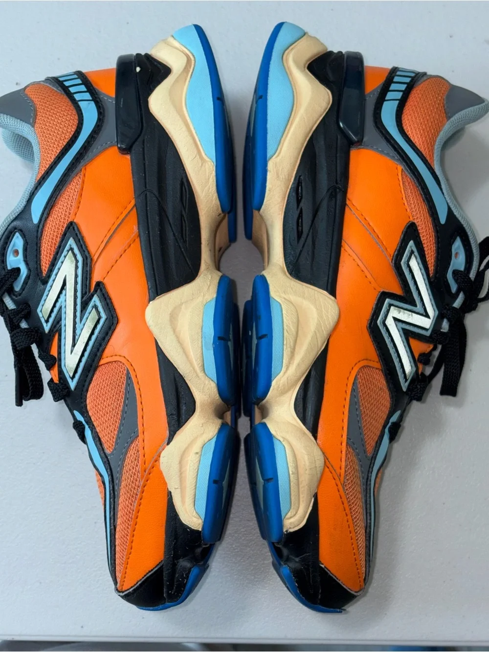 New Balance Kids Bright Orange & Light Blue Athletic Sneakers